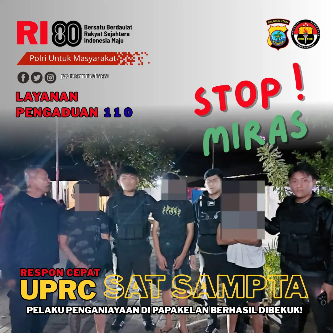 PRC Polres Minahasa Bekuk Pelaku Penganiayaan di Papakelan, Sempat Bersembunyi di Belakang Rumah Warga